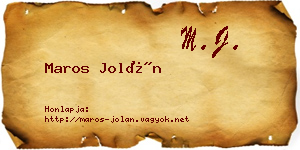 Maros Jolán névjegykártya