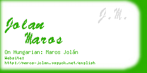 jolan maros business card